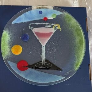 Decorative Martini Glass Wall Plate in Multicolor